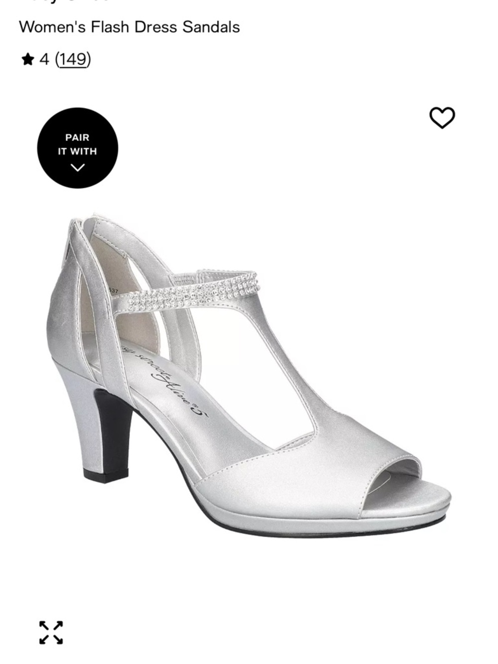 NIB Easy Street Flash Silver T-Strap Dress Sandals - Women's